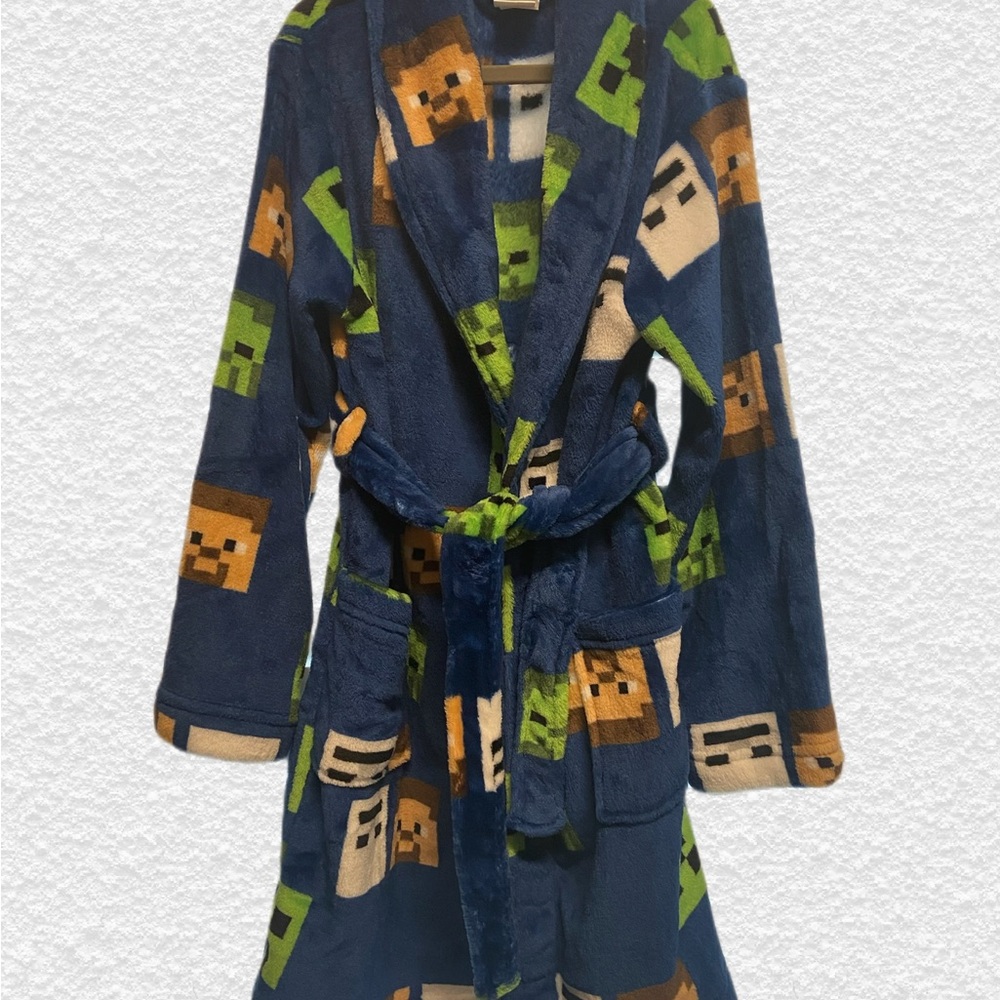 MINECRAFT Robe Boys size 10 NEW Plush CREEPER Bath Robe